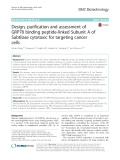 Design, purification and assessment of GRP78 binding peptide-linked Subunit A of Subtilase cytotoxic for targeting cancer cells