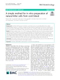 A simple method for in vitro preparation of natural killer cells from cord blood