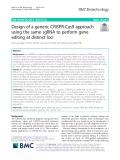 Design of a generic CRISPR-Cas9 approach using the same sgRNA to perform gene editing at distinct loci
