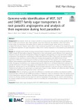 Genome-wide identification of MST, SUT and SWEET family sugar transporters in root parasitic angiosperms and analysis of their expression during host parasitism