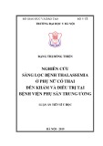 Luận án tiến sĩ Y học: Nghiên cứu sàng lọc bệnh Thalassemia ở phụ nữ có thai đến khám và điều trị tại bệnh viện Phụ Sản Trung Ương