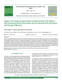 Impact of ecological innovation, entrepreneurial self-efficacy and entrepreneurial orientation on environmental performance and energy efficiency