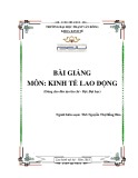 Bài giảng Kinh tế lao động: Phần 1 - ĐH Phạm Văn Đồng