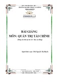 Bài giảng Quản trị tài chính - ĐH Phạm Văn Đồng