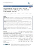 Allelic variation at the rpv1 locus controls partial resistance to Plum pox virus infection in Arabidopsis thaliana