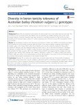Diversity in boron toxicity tolerance of Australian barley (Hordeum vulgare L.) genotypes