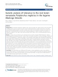 Genetic analysis of tolerance to the root lesion nematode Pratylenchus neglectus in the legume Medicago littoralis
