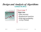 Lecture Design and Analysis of Algorithms - Lecture 7: Skip Lists