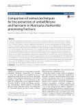 Comparison of various techniques for the extraction of umbelliferone and herniarin in Matricaria chamomilla processing fractions