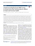 5-Hydroxymethylfurfural (HMF) levels in honey and other food products: Effects on bees and human health