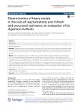Determination of heavy metals in the soils of tea plantations and in fresh and processed tea leaves: An evaluation of six digestion methods