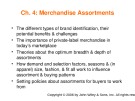 Lecture Management of retail buying – Chapter 4: Merchandise assortments