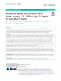Healthcare access and adverse family impact among U.S. children ages 0–5 years by prematurity status
