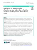 Risk factors for readmission for phototherapy due to jaundice in healthy newborns: A retrospective, observational study