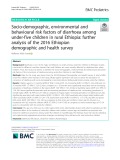 Socio-demographic, environmental and behavioural risk factors of diarrhoea among under-five children in rural Ethiopia: Further analysis of the 2016 Ethiopian demographic and health survey