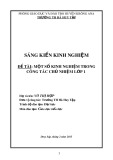 Sáng kiến kinh nghiệm: Một số kinh nghiệm trong công tác chủ nhiệm lớp 1