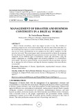 Management of disaster and business continuity in a digital world