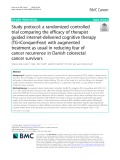 Study protocol: A randomized controlled trial comparing the efficacy of therapist guided internet-delivered cognitive therapy (TG-iConquerFear) with augmented treatment as usual in reducing fear of cancer recurrence in Danish colorectal cancer survivors