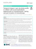 Temporal changes in gut microbiota profile in children with acute lymphoblastic leukemia prior to commencement-, during-, and post-cessation of chemotherapy