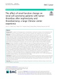 The effect of renal function change on renal cell carcinoma patients with tumor thrombus after nephrectomy and thrombectomy: A large Chinese center experience