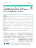 The prognostic significance of serum gamma-glutamyltransferase levels and AST/ ALT in primary hepatic carcinoma