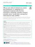 Efficacy and safety of abiraterone acetate plus prednisone vs. cabazitaxel as a subsequent treatment after first-line docetaxel in metastatic castration-resistant prostate cancer: Results from a prospective observational study (CAPRO)