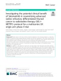 Investigating the potential clinical benefit of Selumetinib in resensitising advanced iodine refractory differentiated thyroid cancer to radioiodine therapy (SEL-IMETRY): Protocol for a multicentre UK single arm phase II trial