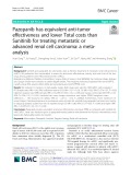 Pazopanib has equivalent anti-tumor effectiveness and lower Total costs than Sunitinib for treating metastatic or advanced renal cell carcinoma: A metaanalysis