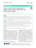 Cancer cell lipid class homeostasis is altered under nutrient-deprivation but stable under hypoxia