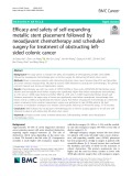 Efficacy and safety of self-expanding metallic stent placement followed by neoadjuvant chemotherapy and scheduled surgery for treatment of obstructing leftsided colonic cancer