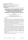 The effect of procurement system and internal control system on accountability of instant performance in preventing fraud