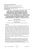 The relationship between the behavior of transformational leader and job satisfaction of medical staff working in laboratory and blood bank department- King Fahad hospital, Hofuf, Alhassa, K.S.aA