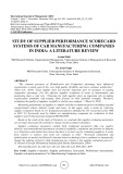 Study of supplier performance scorecard systems of car manufacturing companies in India: a literature review