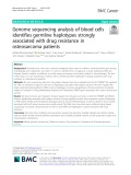 Genome sequencing analysis of blood cells identifies germline haplotypes strongly associated with drug resistance in osteosarcoma patients
