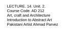 Lecture Art, craft and calligraphy - Lecture 14