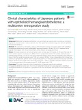 Clinical characteristics of Japanese patients with epithelioid hemangioendothelioma: A multicenter retrospective study
