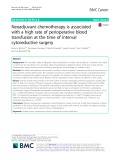 Neoadjuvant chemotherapy is associated with a high rate of perioperative blood transfusion at the time of interval cytoreductive surgery