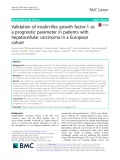 Validation of insulin-like growth factor-1 as a prognostic parameter in patients with hepatocellular carcinoma in a European cohort
