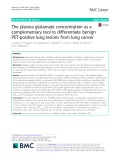 The plasma glutamate concentration as a complementary tool to differentiate benign PET-positive lung lesions from lung cancer