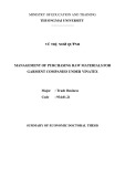 Summary of economic Doctoral thesis: Management of purchasing raw materials for garment companies under Vinatex