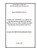 Luận án Tiến sĩ Kế toán: Nghiên cứu ảnh hưởng của thông tin lợi thế thương mại đến giá trị thị trường của các công ty niêm yết trên thị trường chứng khoán Việt Nam