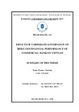 Summary of Phd thesis: Impacts of corporate governance on risks and financial performance of commercial banks in Vietnam