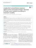 Longitudinal autoantibody responses against tumor-associated antigens decrease in breast cancer patients according to treatment modality