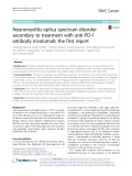 Neuromyelitis optica spectrum disorder secondary to treatment with anti-PD-1 antibody nivolumab: The first report