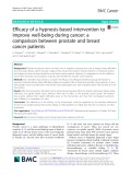 Efficacy of a hypnosis-based intervention to improve well-being during cancer: A comparison between prostate and breast cancer patients
