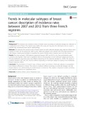 Trends in molecular subtypes of breast cancer: Description of incidence rates between 2007 and 2012 from three French registries