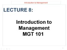 Lecture Introduction to management - Lecture 8
