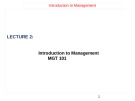 Lecture Introduction to management - Lecture 2