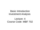 Lecture Investment analysis & portfolio management 4: Basic introduction investment analysis