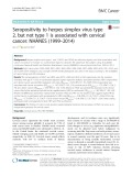 Seropositivity to herpes simplex virus type 2, but not type 1 is associated with cervical cancer: NHANES (1999–2014)